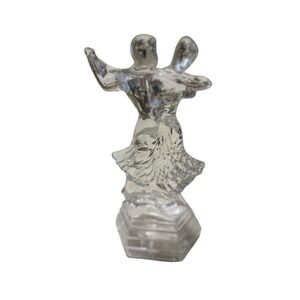 VINTAGE HEAVY GLASS/CRYSTAL COUPLE DANCING TANGO / WALTZ FIGURINE‎ STATUE 10"